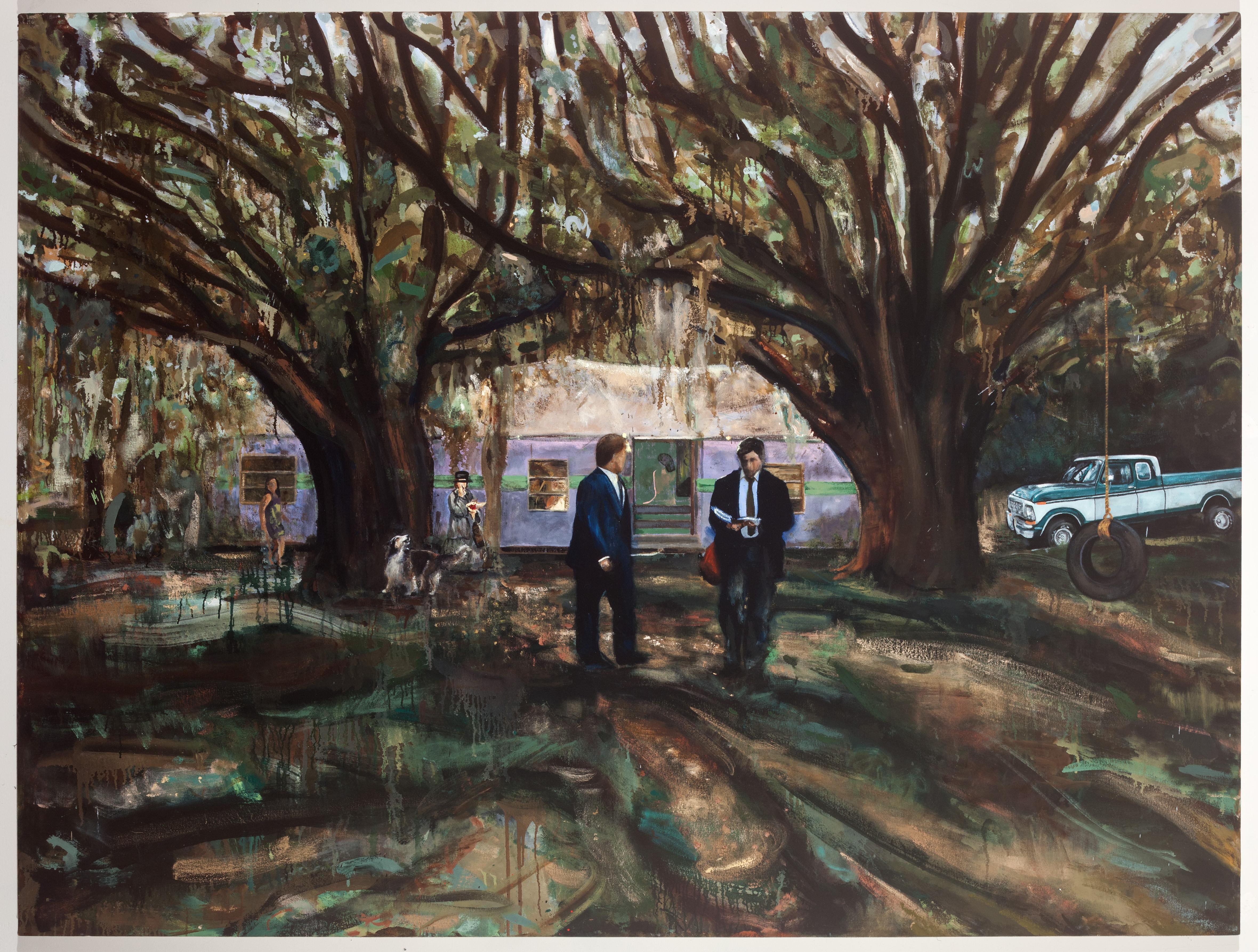 Figurative Painting de Andrew Lyman - Reuniones en la oscuridad