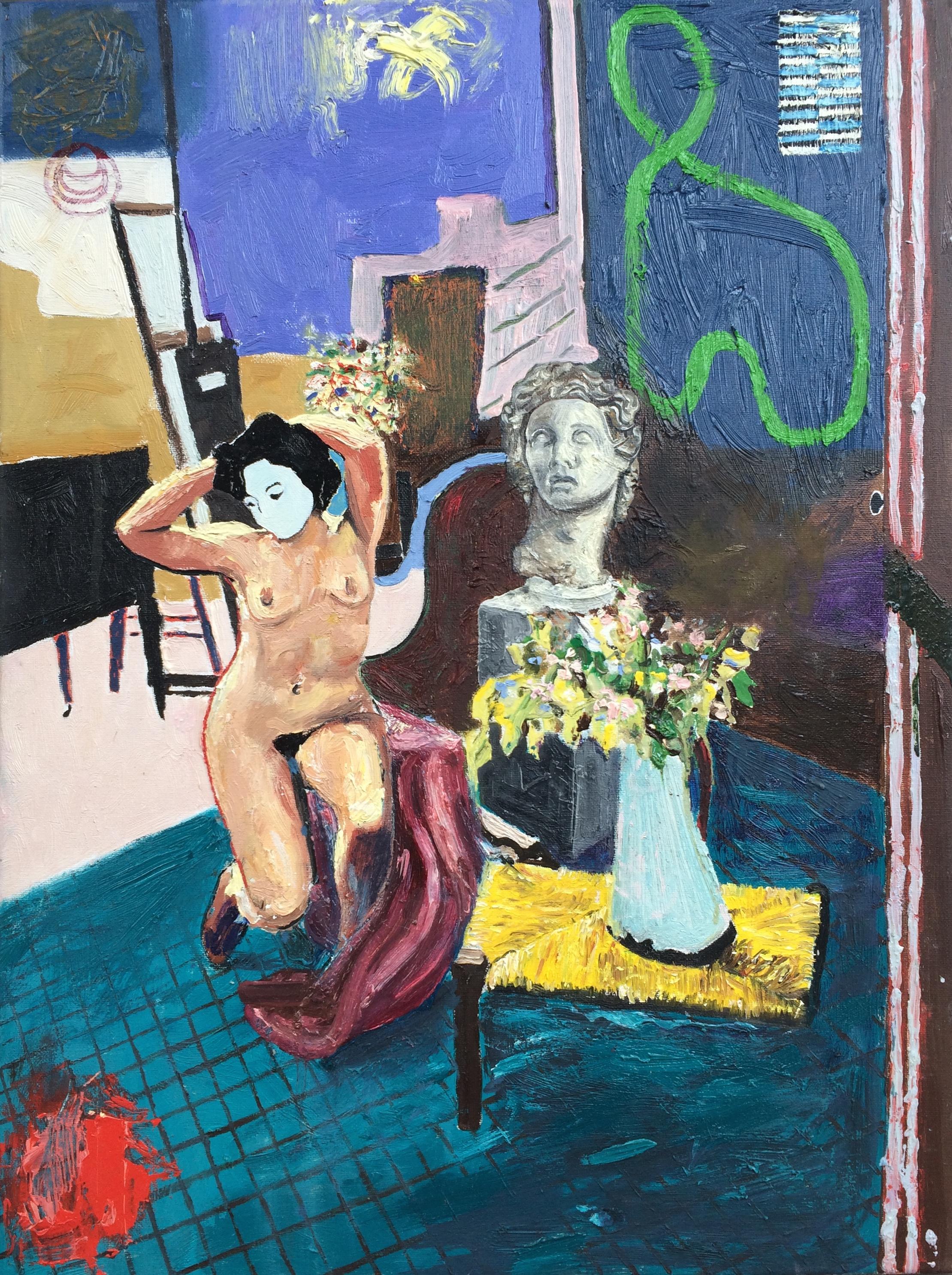 Figurative Painting di Andrew Lyman - Sala d'attesa