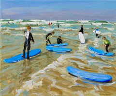 Blue surf boards, Bude