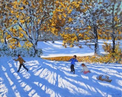 Früher Schnee, Allestree Park, Derby - 21. Jahrhundert, Zeitgenössisch, Öl, Schneeszene