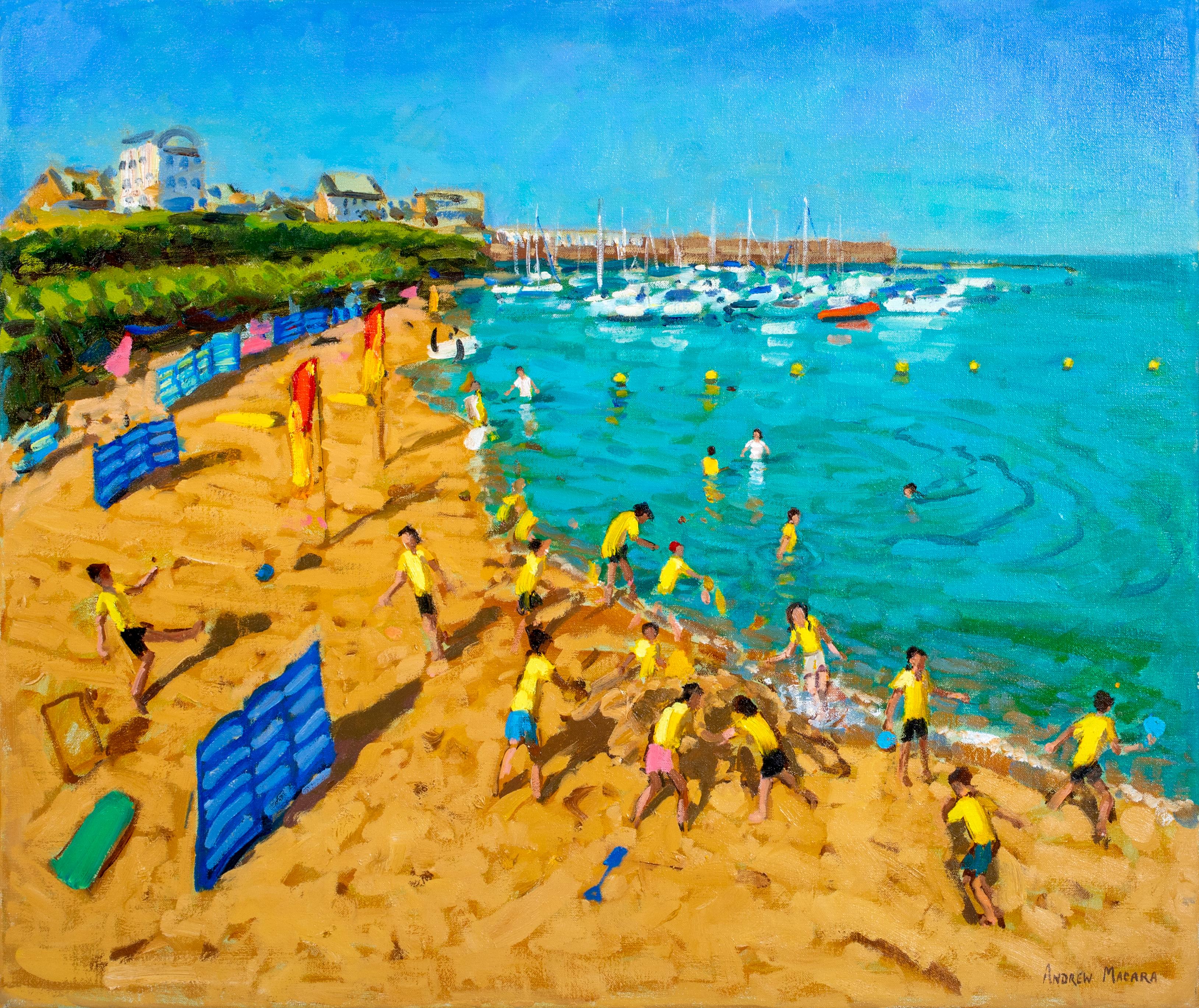 School Trip, New Quay, Wales, July, 2013

by ANDREW MACARA

Large 20th Century summer beach scene with school children at New quay, Wales, oil on canvas by Andrew Macara. Excellent quality and condition example of the artists work. Signed, titled