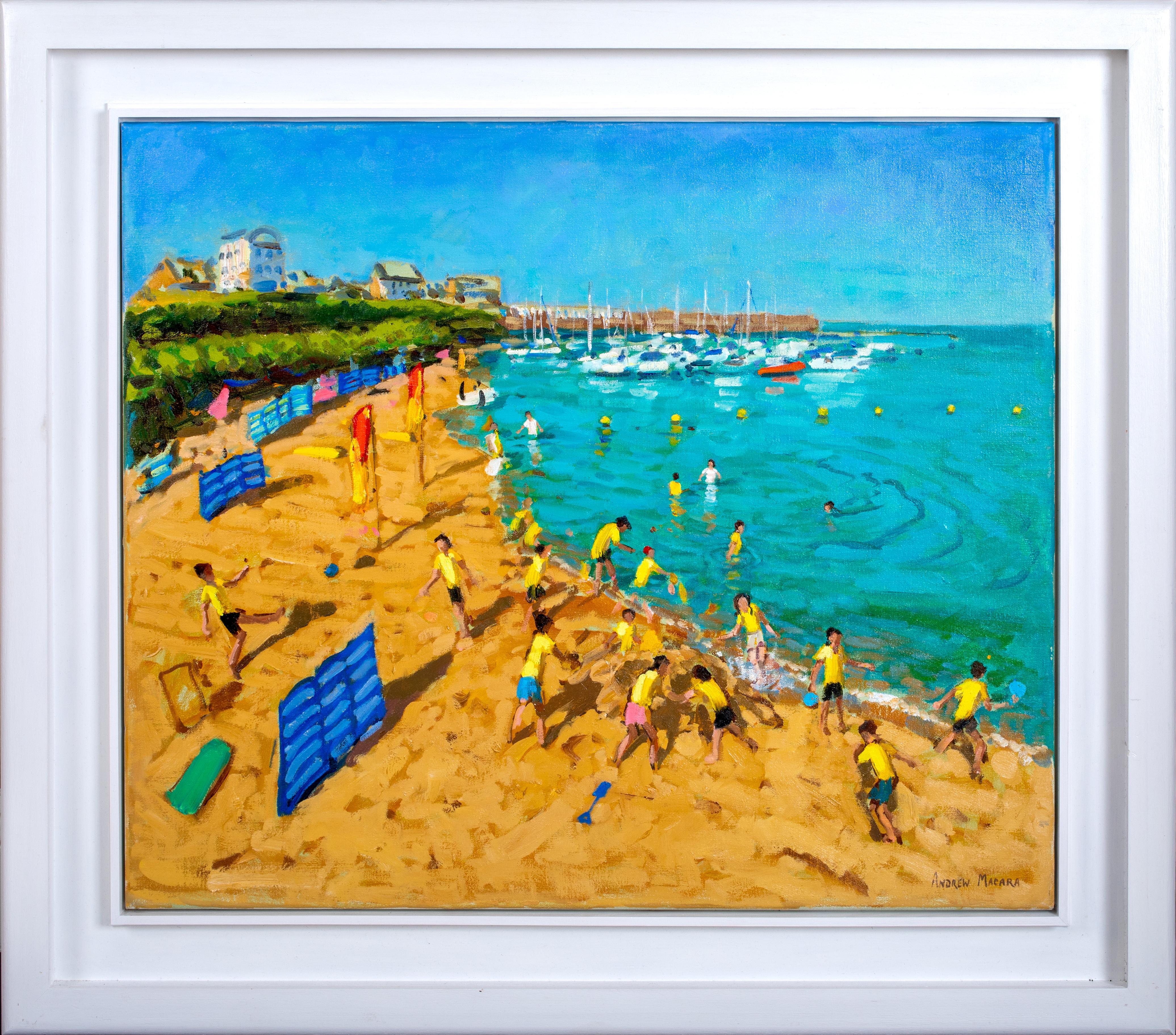 Andrew Macara  Landscape Painting - School Trip, New Quay, Wales, July, 2013 by ANDREW MACARA