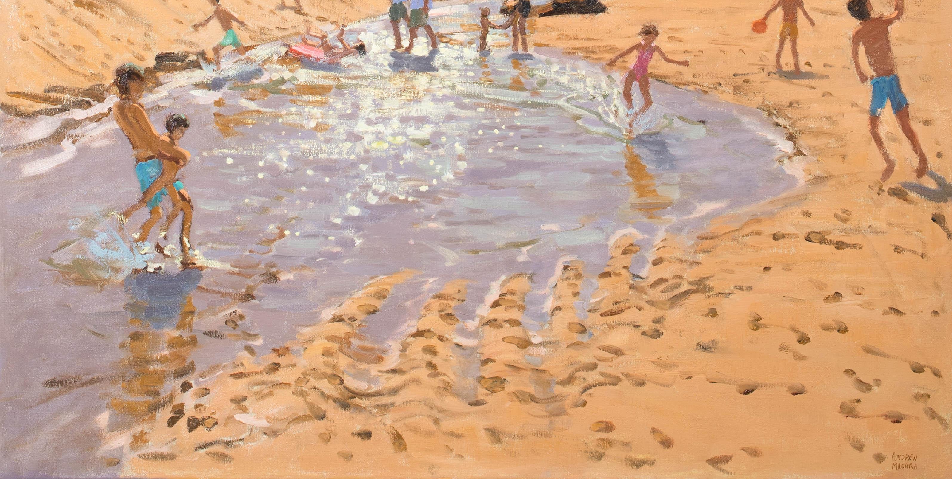 Beach Scene, 20th Century

by Andrew MACARA (b. 1944) Large Exhibited work

Huge 20th Century English Summer beach scene with children, oil on canvas by Andrew Macara. Leading example of the prolific beach scene artists work both in terms of quality