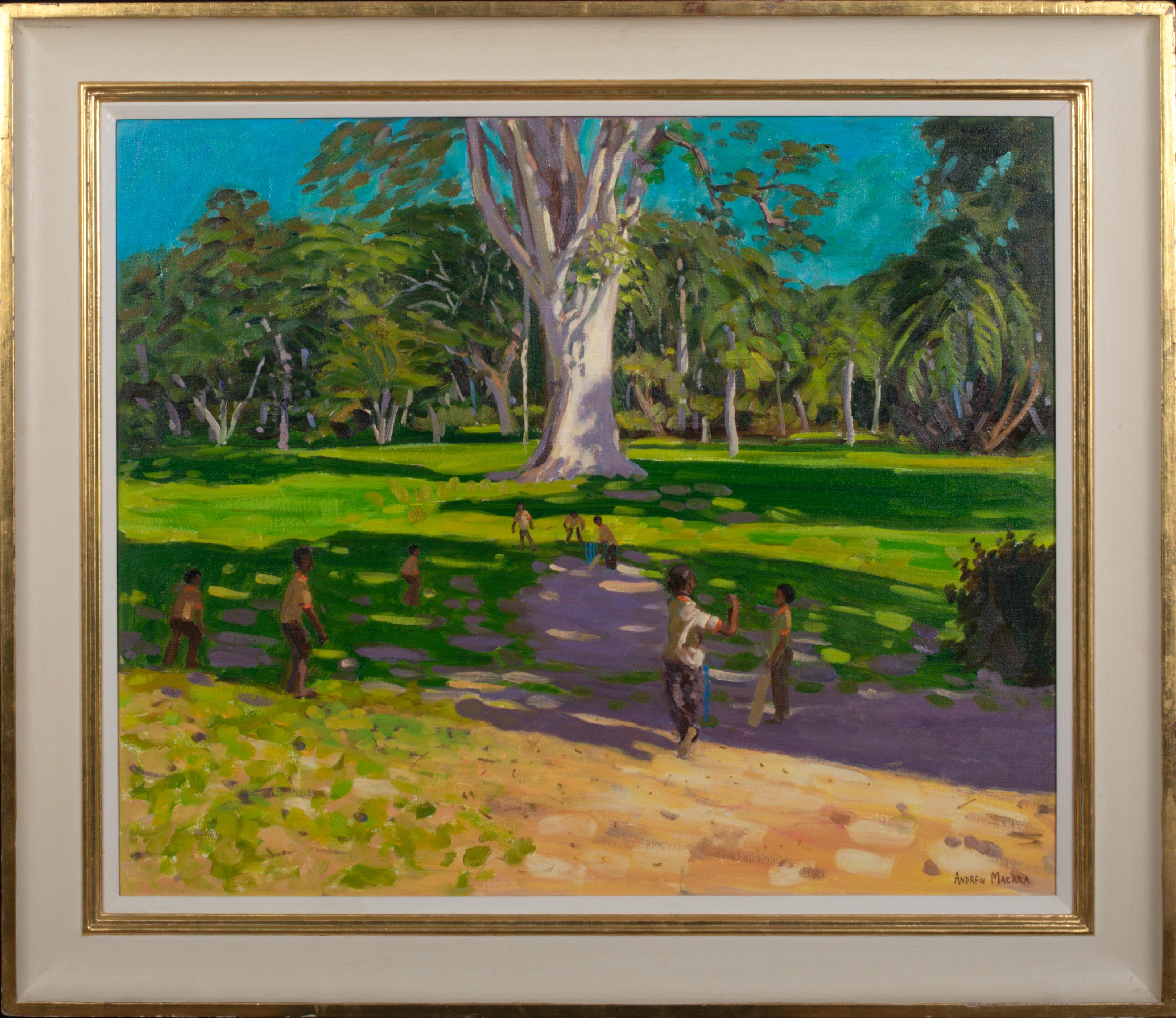Andrew Macara  Landscape Painting - The Cricket Match, Botanical Gardens, Dominica, Grenadines, West Indies, 2001