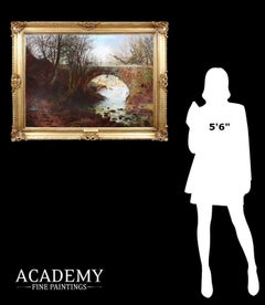 Old Trent Bridge, Nottingham - 19th Century Oil Painting of Medieval Viaduct