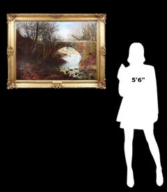 Old Trent Bridge, Nottingham - 19th Century Oil Painting of Medieval Viaduct