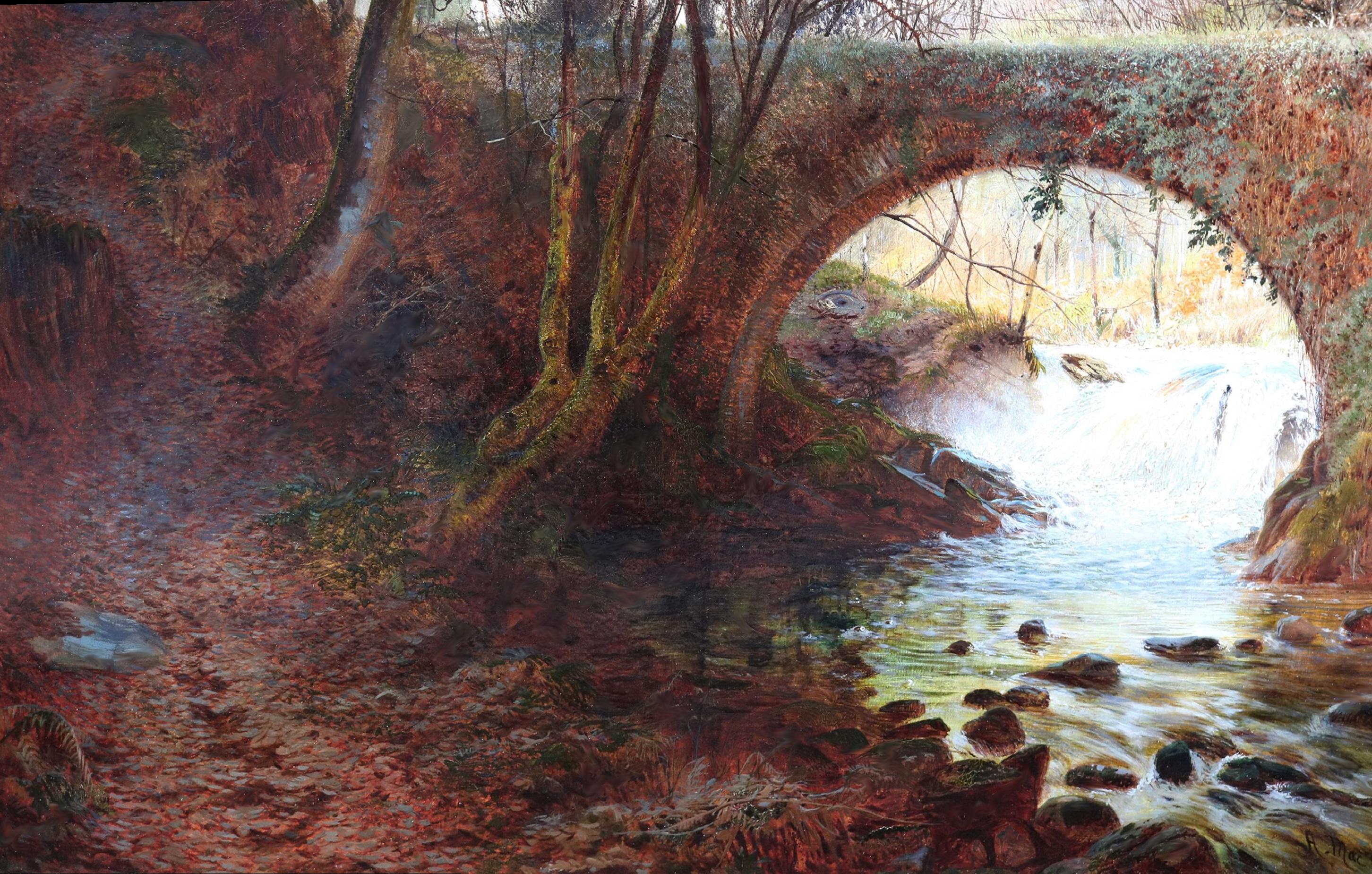 Alte Trent-Brücke, Nottingham - Ölgemälde eines mittelalterlichen Viadukts aus dem 19. im Angebot 2