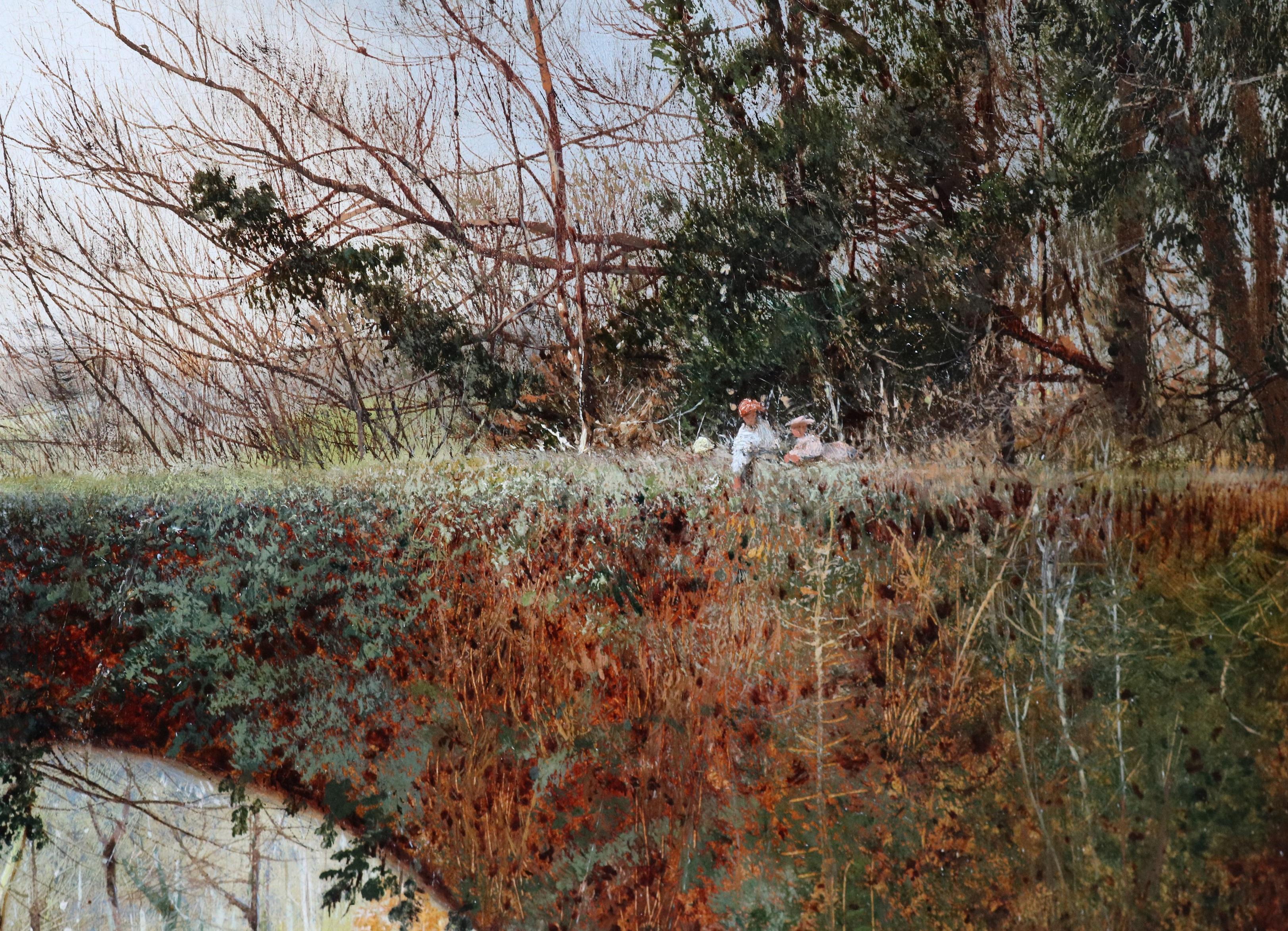 Alte Trent-Brücke, Nottingham - Ölgemälde eines mittelalterlichen Viadukts aus dem 19. im Angebot 5