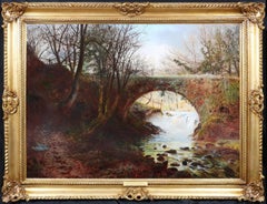 Old Trent Bridge, Nottingham - 19th Century Oil Painting of Medieval Viaduct