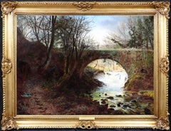 Old Trent Bridge, Nottingham - 19th Century Oil Painting of Medieval Viaduct