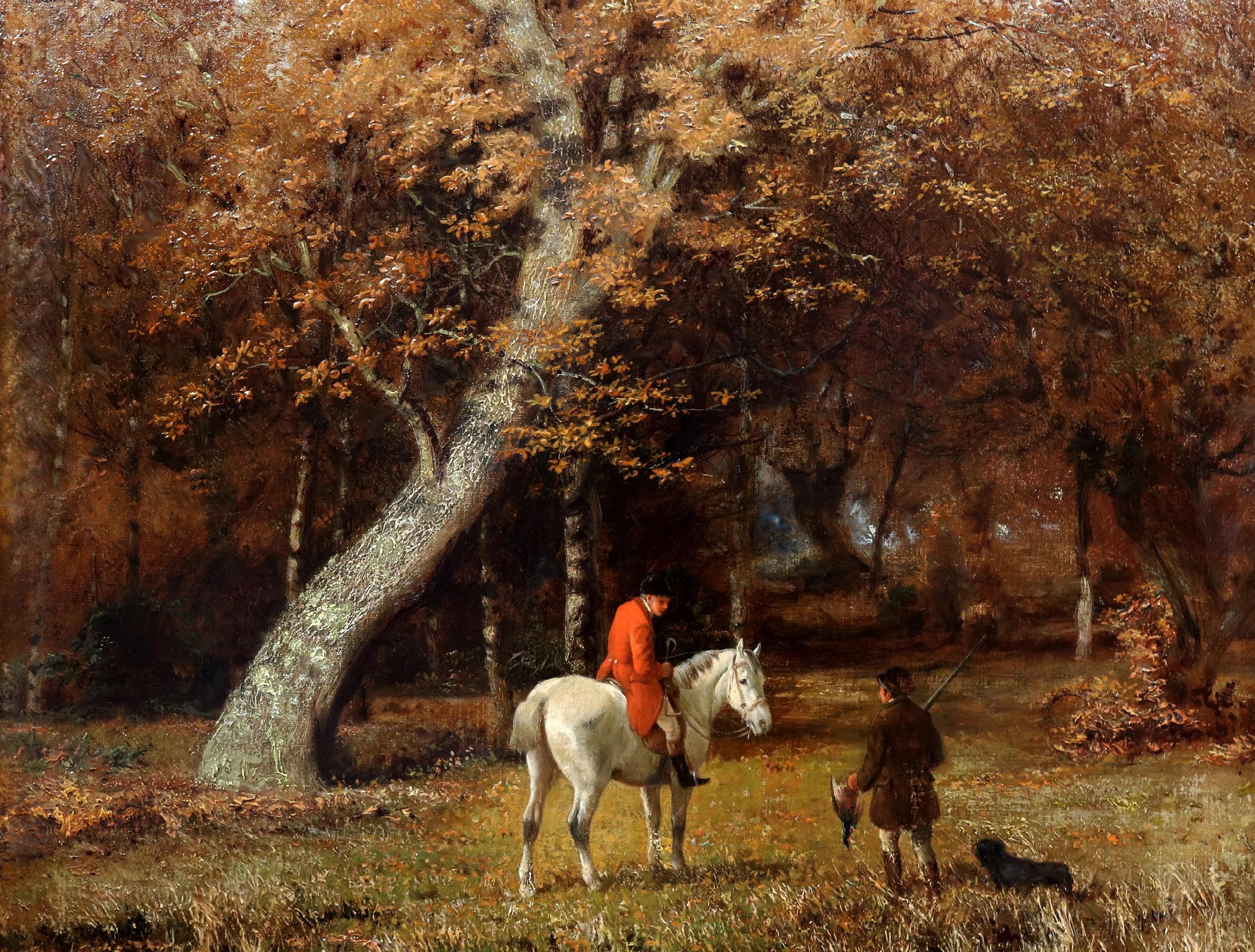 Scion of a Noble - 19ème siècle Exposition Peinture à l'huile Paysage forestier anglais en vente 1