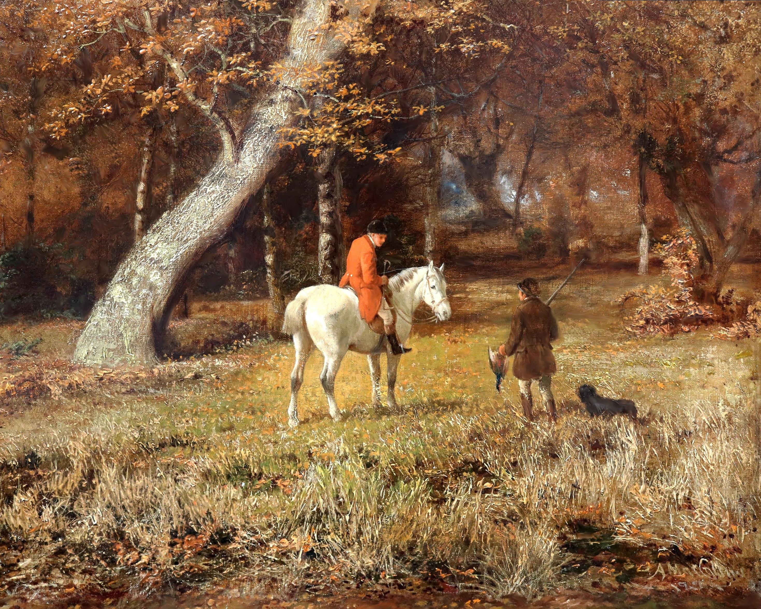 Scion of a Noble - 19ème siècle Exposition Peinture à l'huile Paysage forestier anglais en vente 2