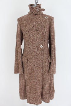 Andrew Mackenzie Beige Red Wool Tartan Flared Coat