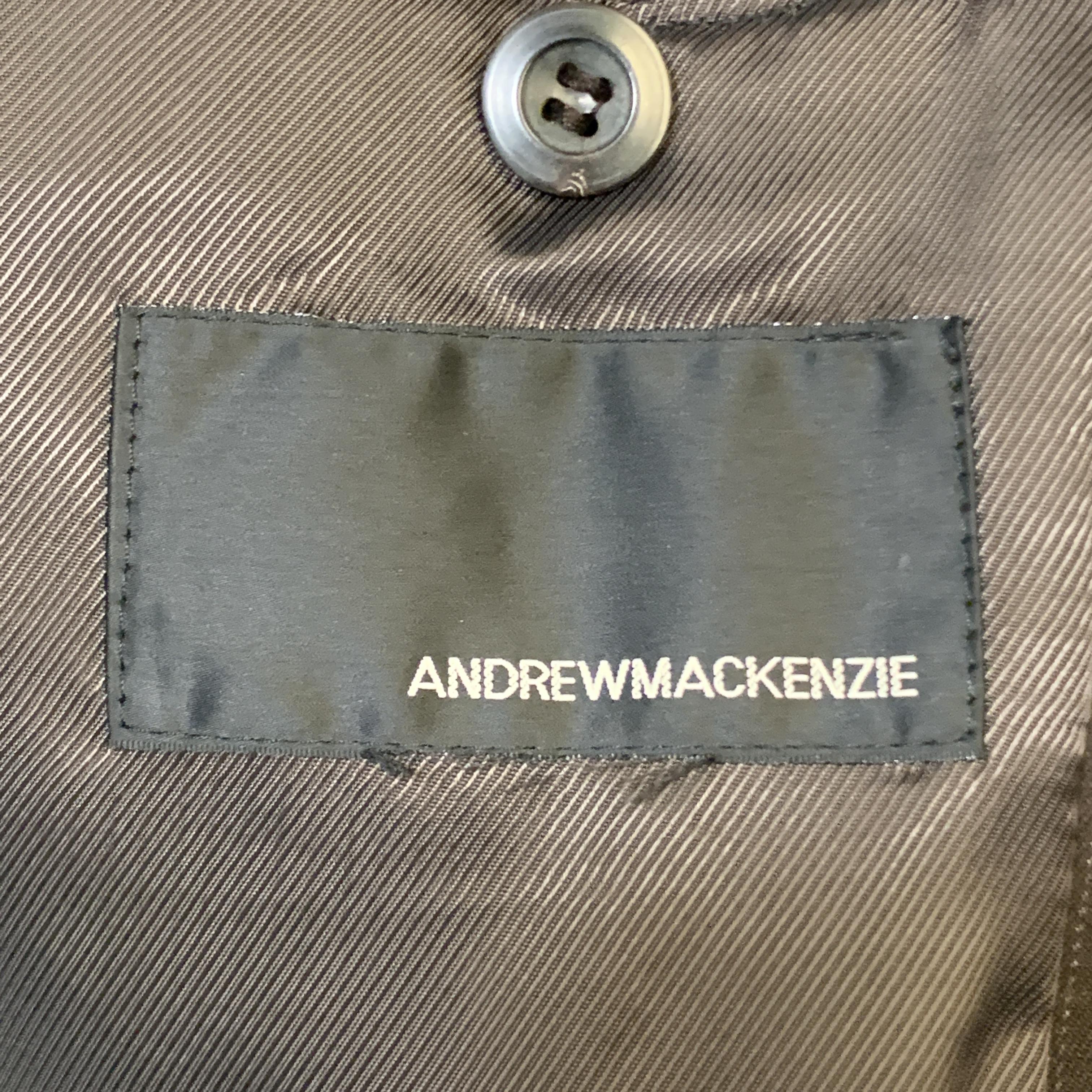 ANDREW MACKENZIE Size 38 Brown Stripe Cotton / Wool Peak Lapel Buttons Trim Coat 1