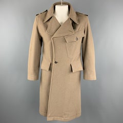 ANDREW MACKENZIE Size M Taupe Wool Blend Double Breasted Epaulettes Long Coat
