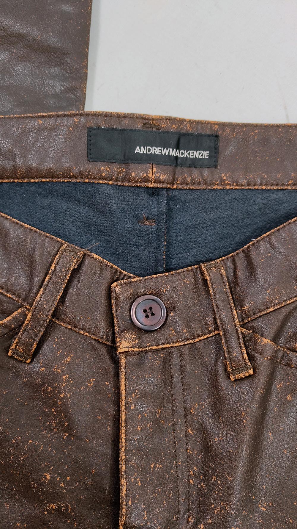 Andrew Mackenzie Vintage Mens Vegan Leather Punk Strap Pants Trousers, 2000s For Sale 4