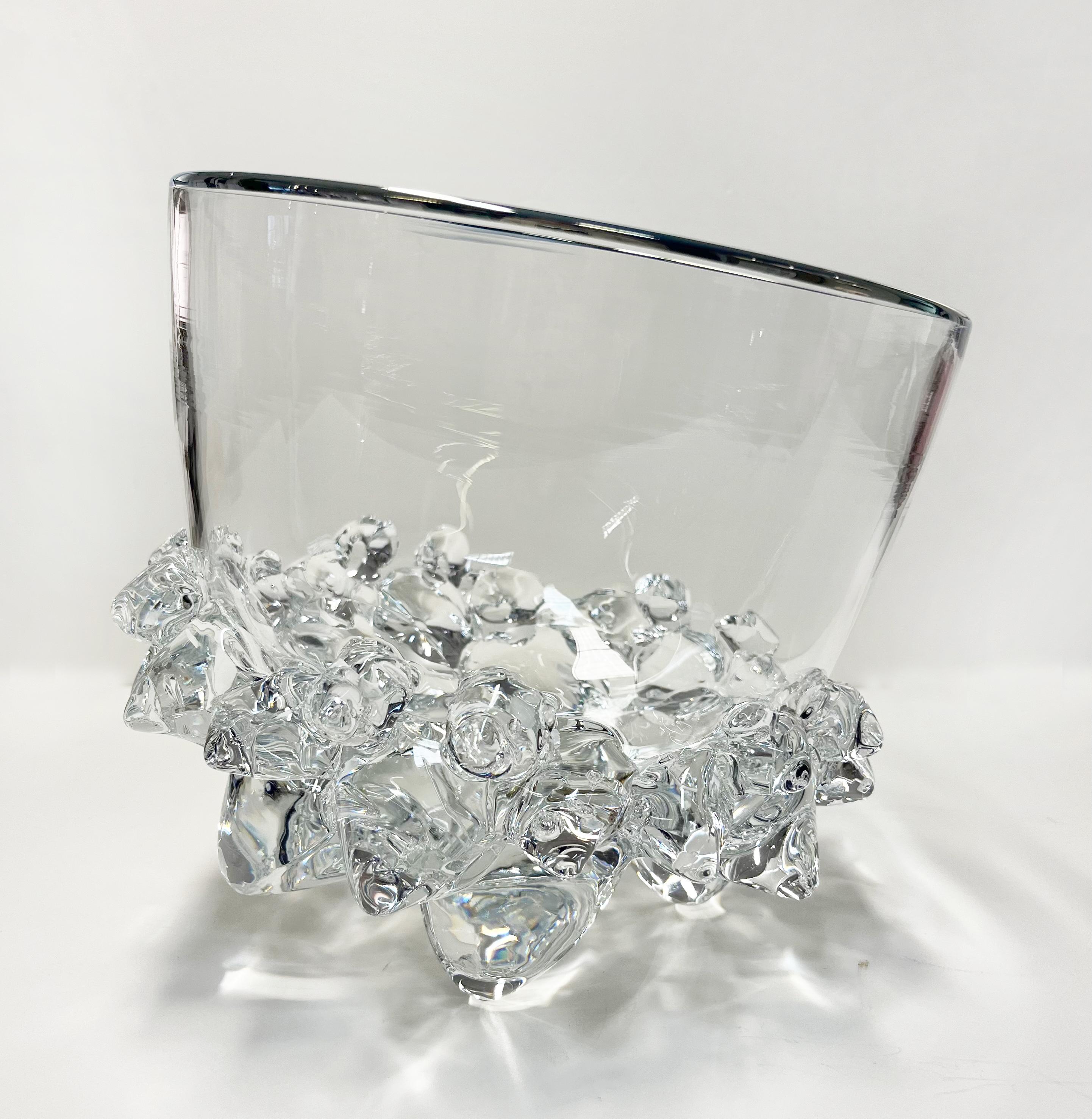 9" Glass Thorn Vessel, Crystal Clear, art glass bowl - Art by Andrew Madvin