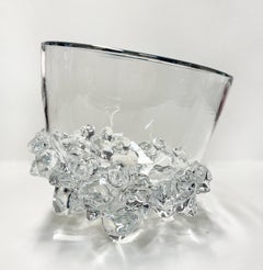 9" Glass Thorn Vessel, Crystal Clear, art glass bowl