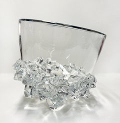 9" Glass Thorn Vessel, Crystal Clear, art glass bowl