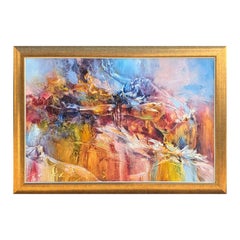 "Impulse" Contemporary Colorful Painting of an Abstract Dancing Female Ballerina