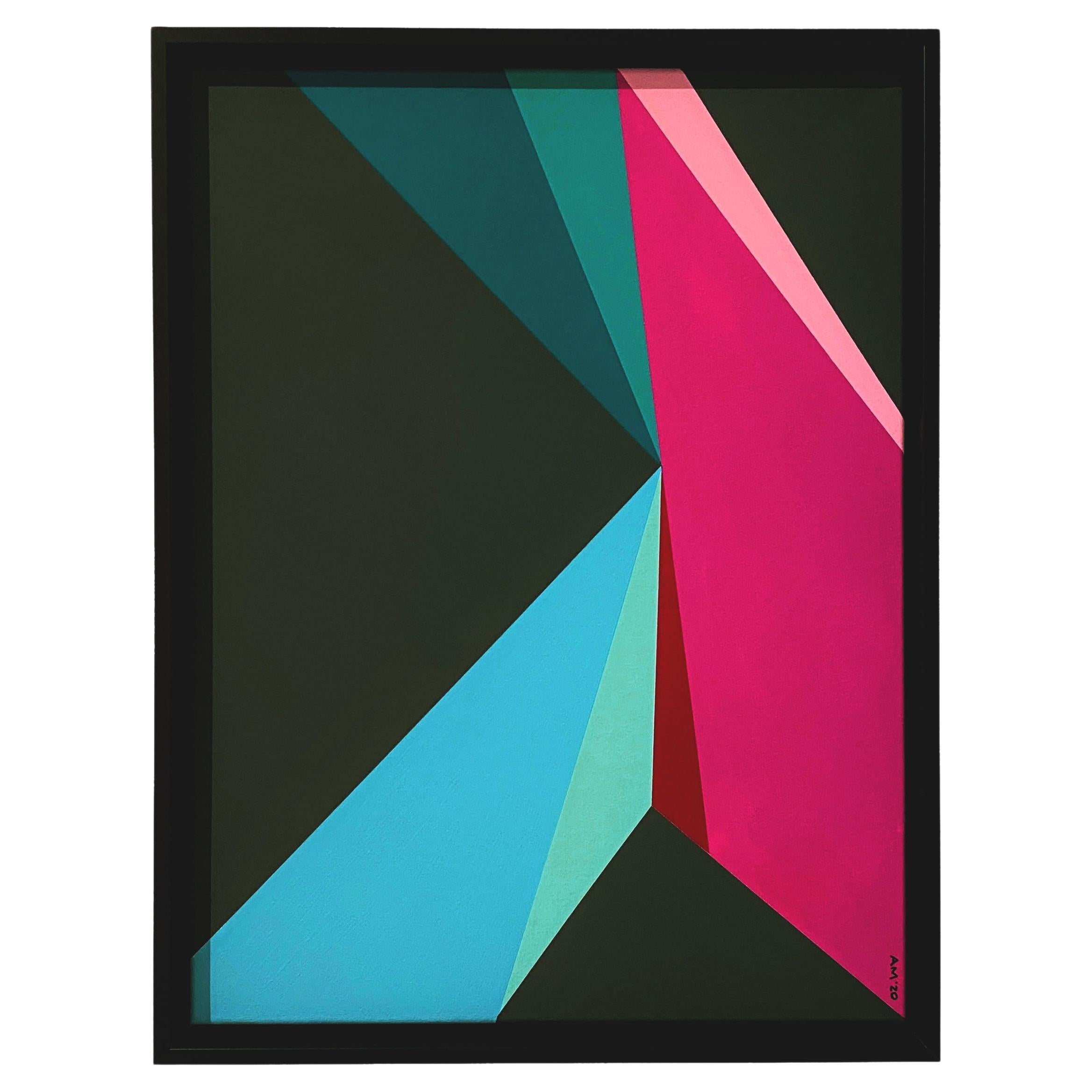 Andrew Mandolene, Color Crash, Hard Edge Abstract Modern Painting, 2020