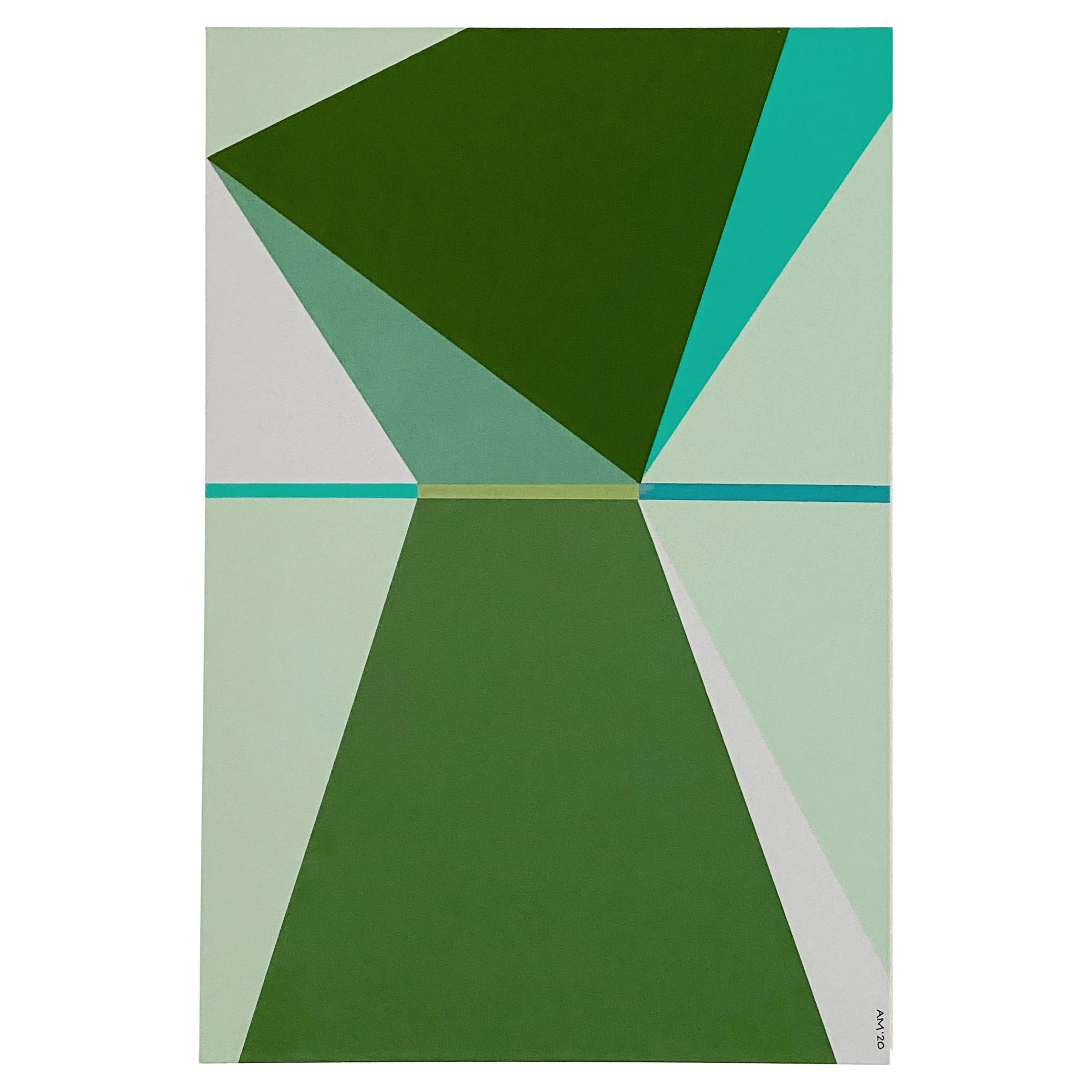 Andrew Mandolene, Green Garden, Hard Edge Abstract Modern Painting, 2020