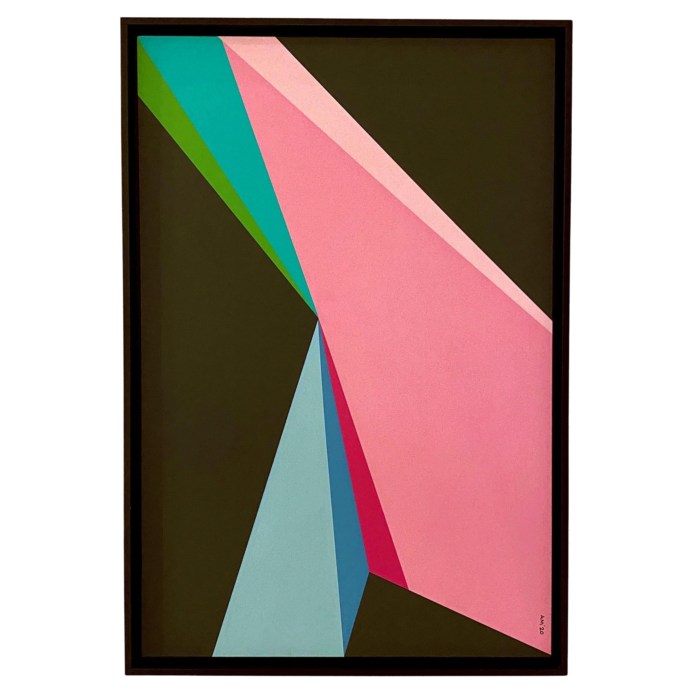 Andrew Mandolene, Pink Prowess, Abstract Hard Edge Painting, 2020 For Sale