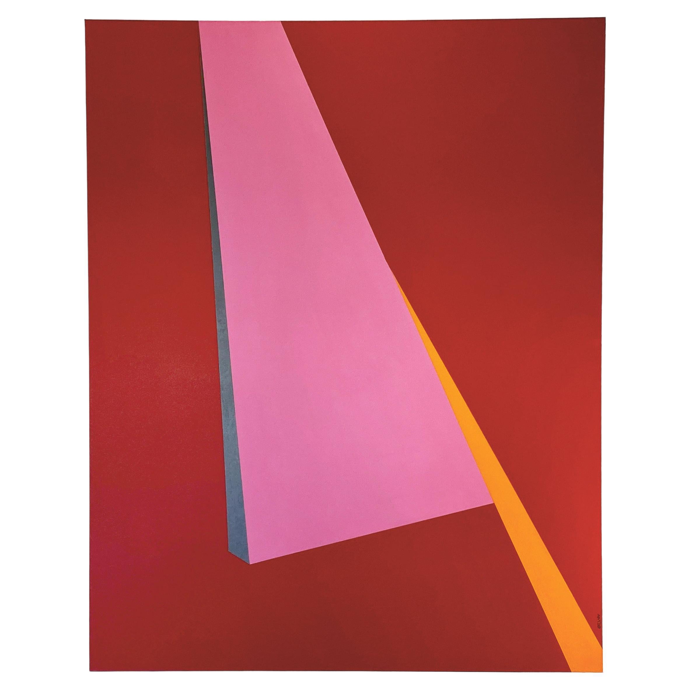 Andrew Mandolene, Rosa Lila, Abstraktes Gemälde mit hartem Rand, 2020