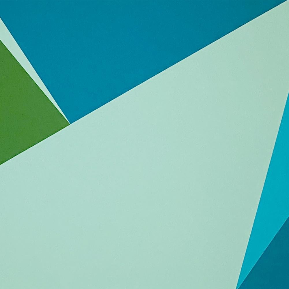 American Andrew Mandolene, Teal Time, Diptych, Hard Edge Abstract Modern Painting, 2020 For Sale