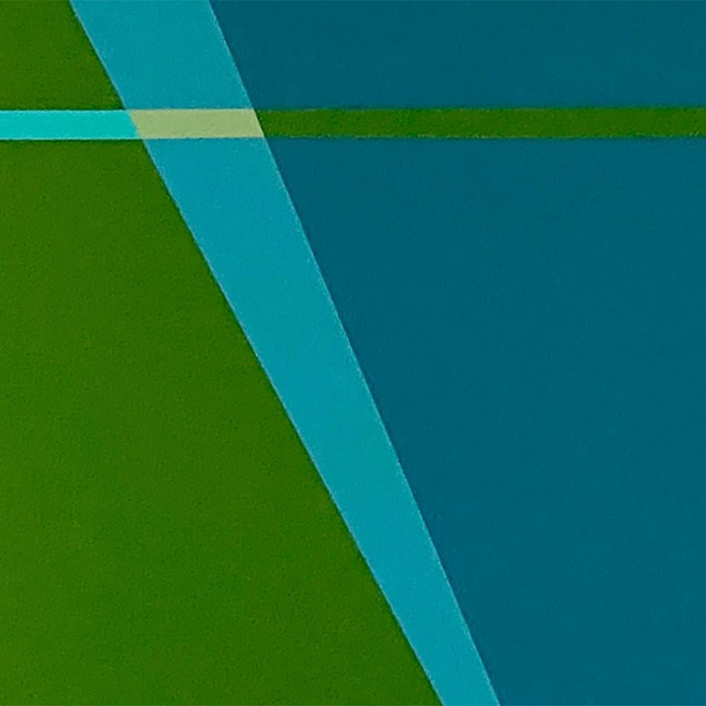 Painted Andrew Mandolene, Teal Time, Diptych, Hard Edge Abstract Modern Painting, 2020 For Sale
