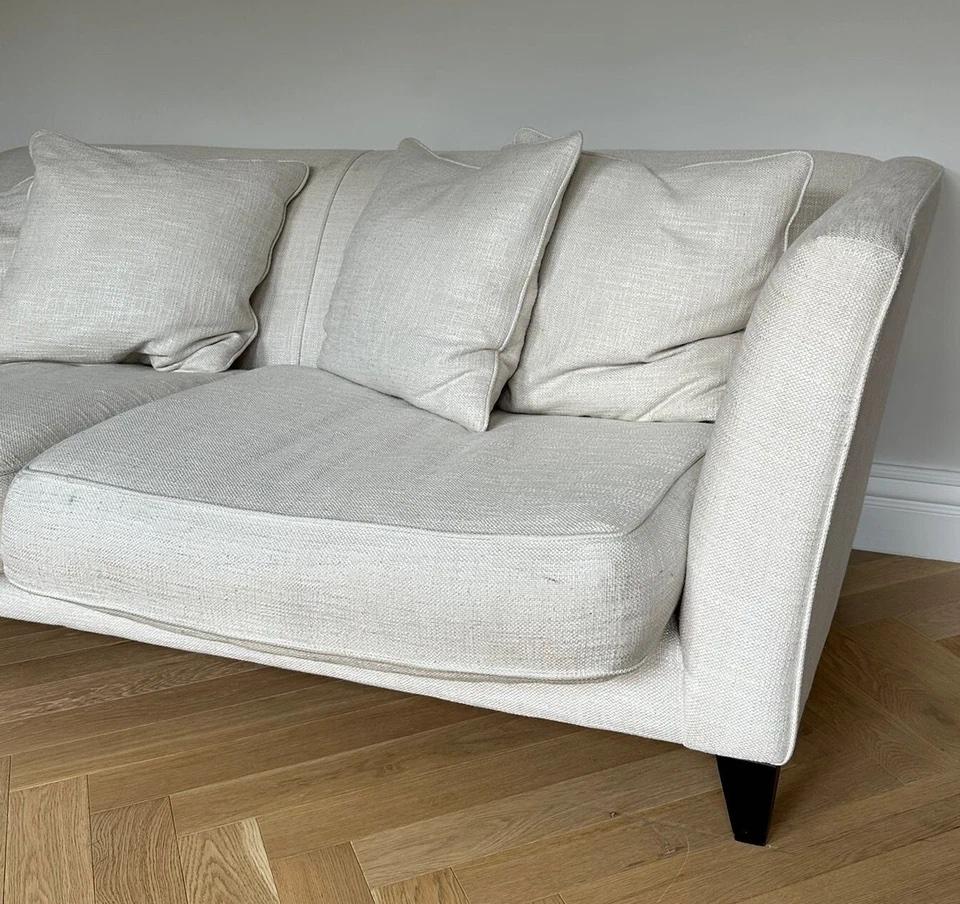 Contemporary Andrew Martin 'Hannis' Custom 4 Seater Sofa In Rocco Hazy Sky Fabric For Sale