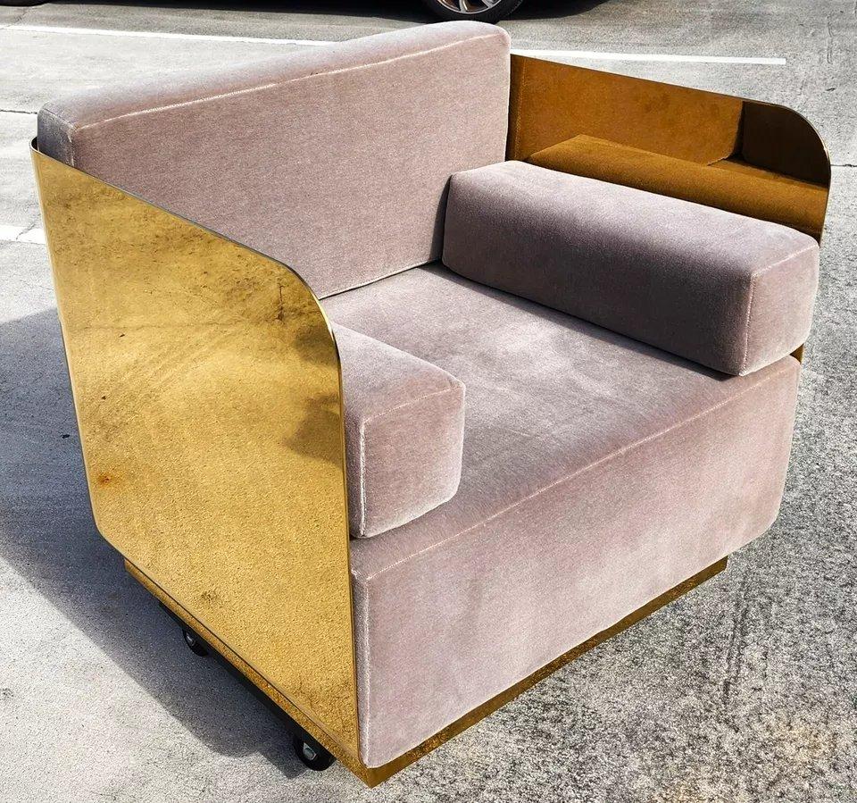 Mid-Century moderno Sedia Occasionale Andrew Martin Metallo Lucido in vendita