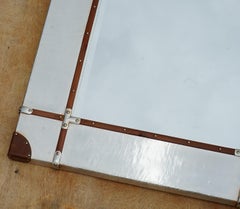 Andrew Martin Style Leather & Metal Aviator Wall Mirror Nicely Studded Must See