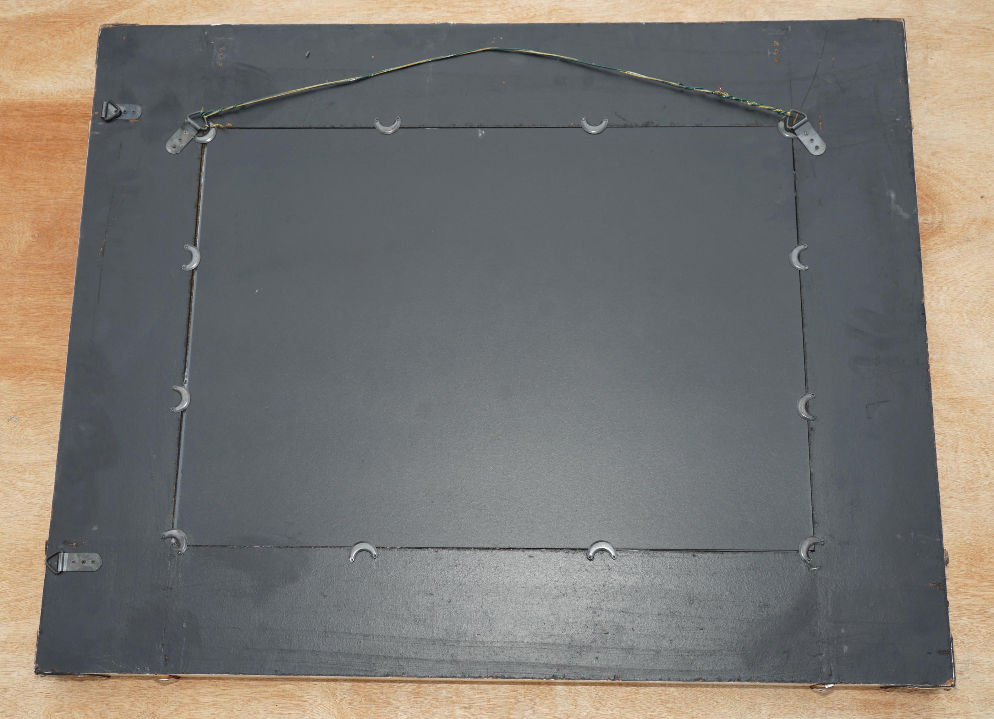 20th Century Andrew Martin Style Leather & Metal Aviator Wall Mirror Nicely Studded Must See