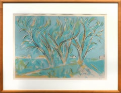 Trees in Ranchitos II, New Mexico, 1970s Color Lithograph Landscape with Trees