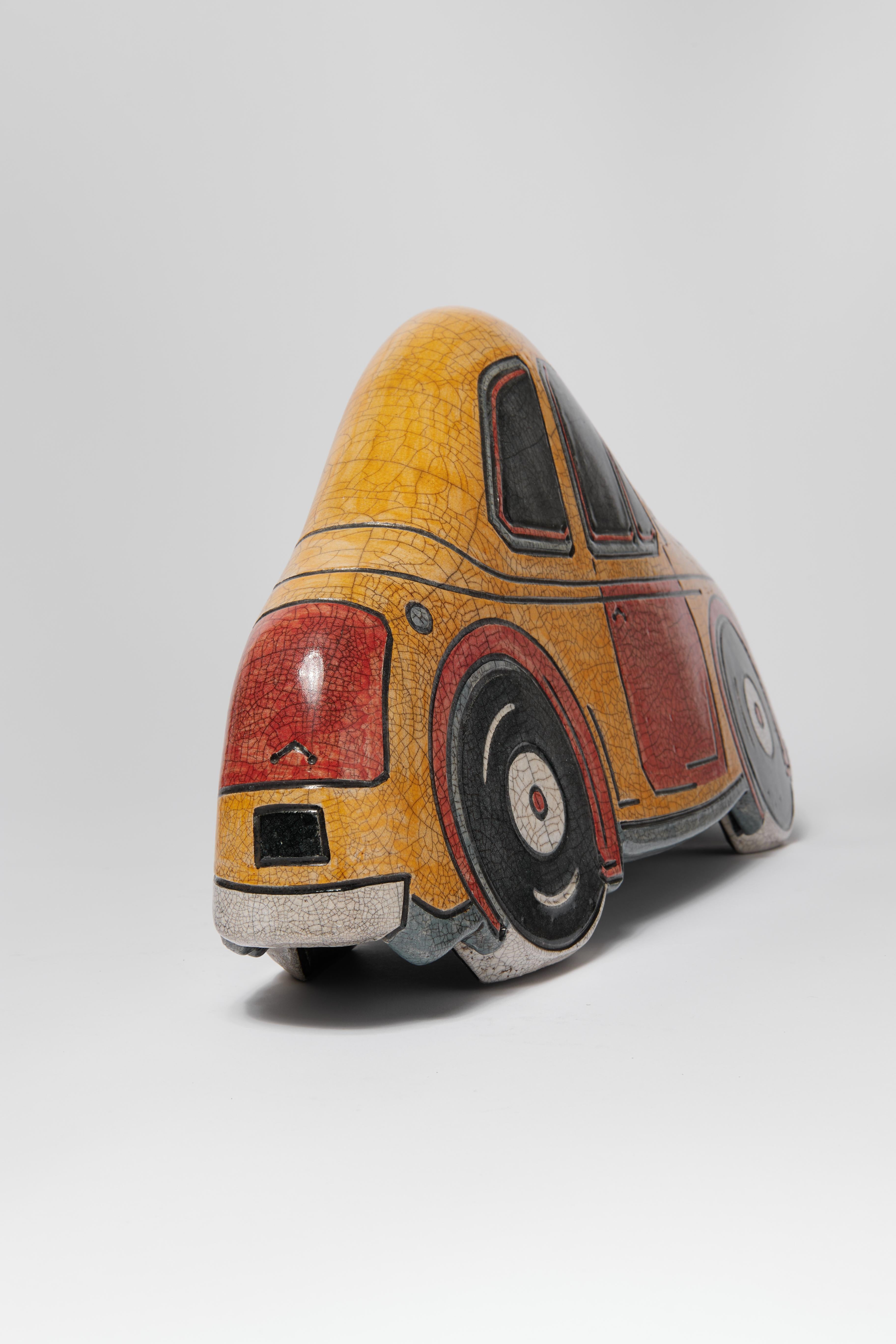 20th Century Raku Fired Stoneware Car, Contemporary British Artist For Sale 1