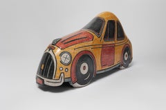 Vintage 20th Century Raku Fired Stoneware Car, Contemporary British Artist