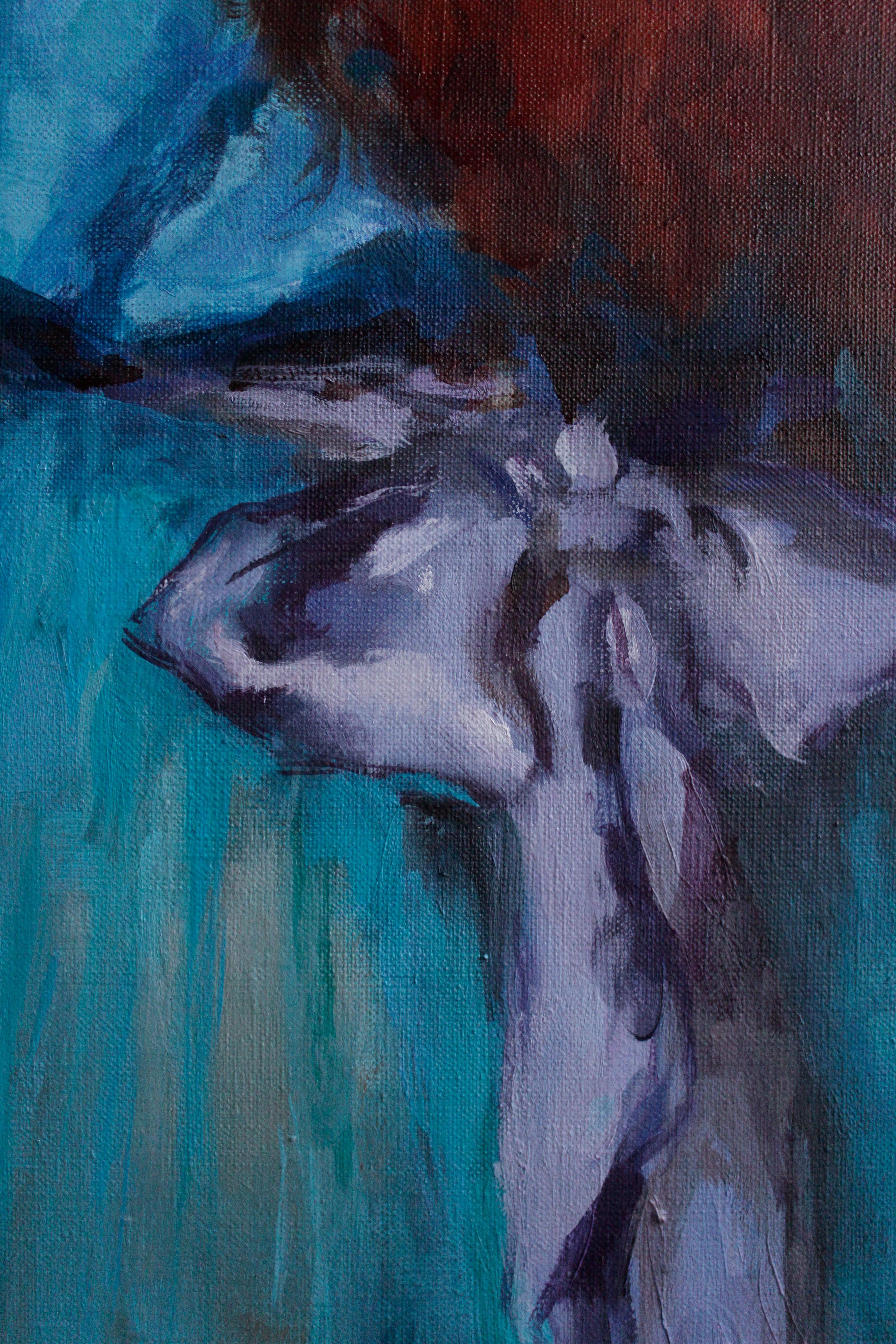 Ballerinas in Blue Tutus - 21st Century Contemporary Realism Oil Painting 1