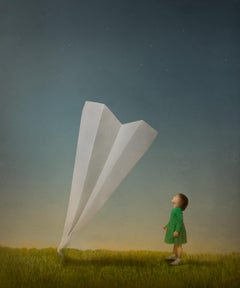 "Flight Risk" illustrative photography, surrealism, paper airplane motif