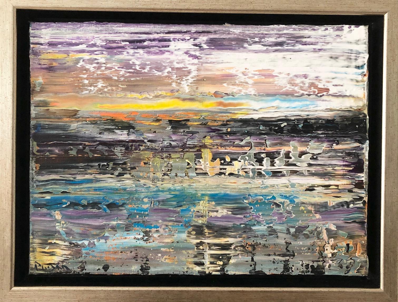 “Venus Sunrise” is an original, one of a kind, purple, yellow, white, black, blue, contemporary, acrylic on canvas, abstract painting. Vibrant pops of color work in harmony to create this unique, contemporary work of art by Andrew Plum. Signed recto