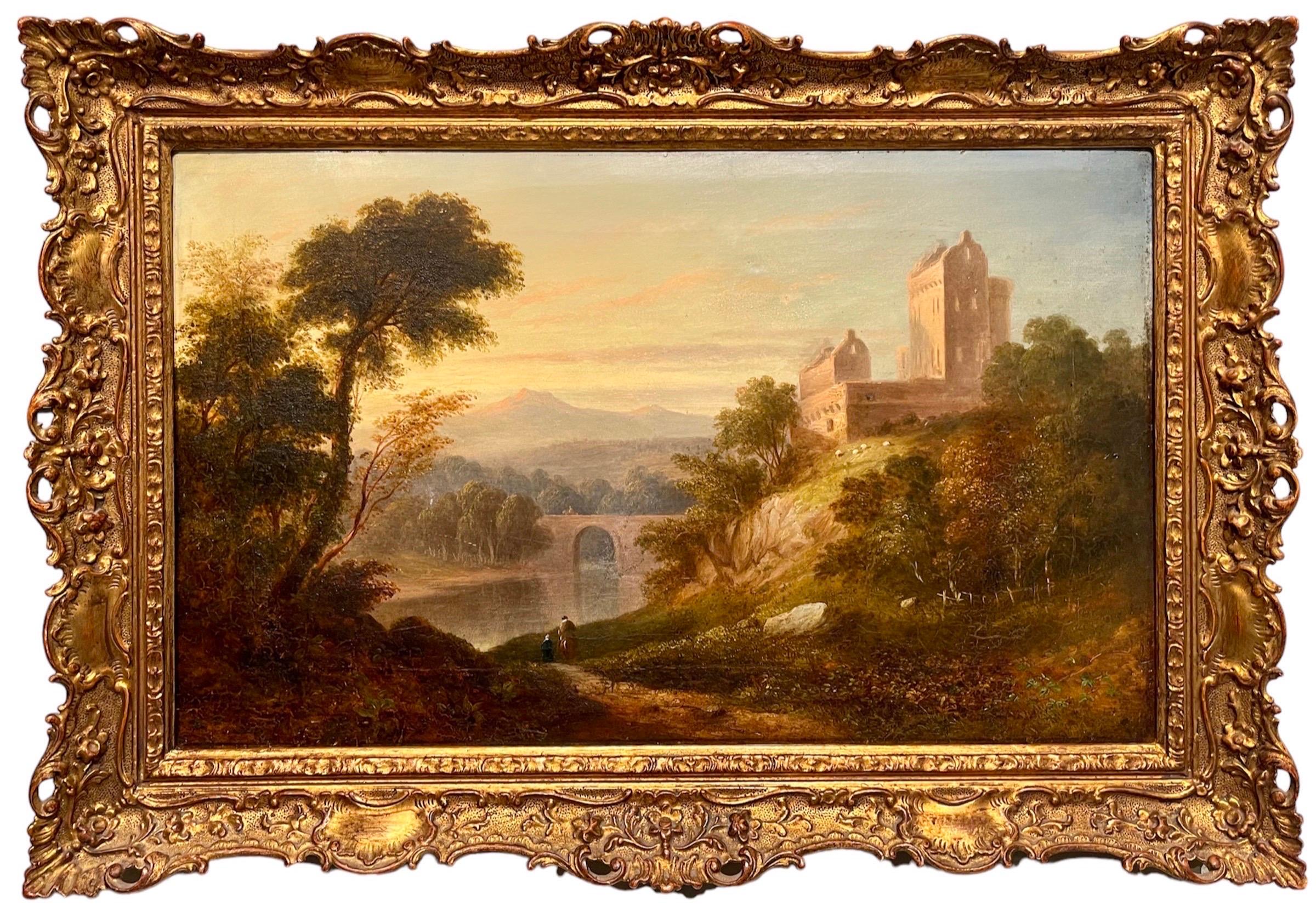 Andrew Richardson  Landscape Painting - 19th century Victorian oil landscape - Doune Castle in the highlands