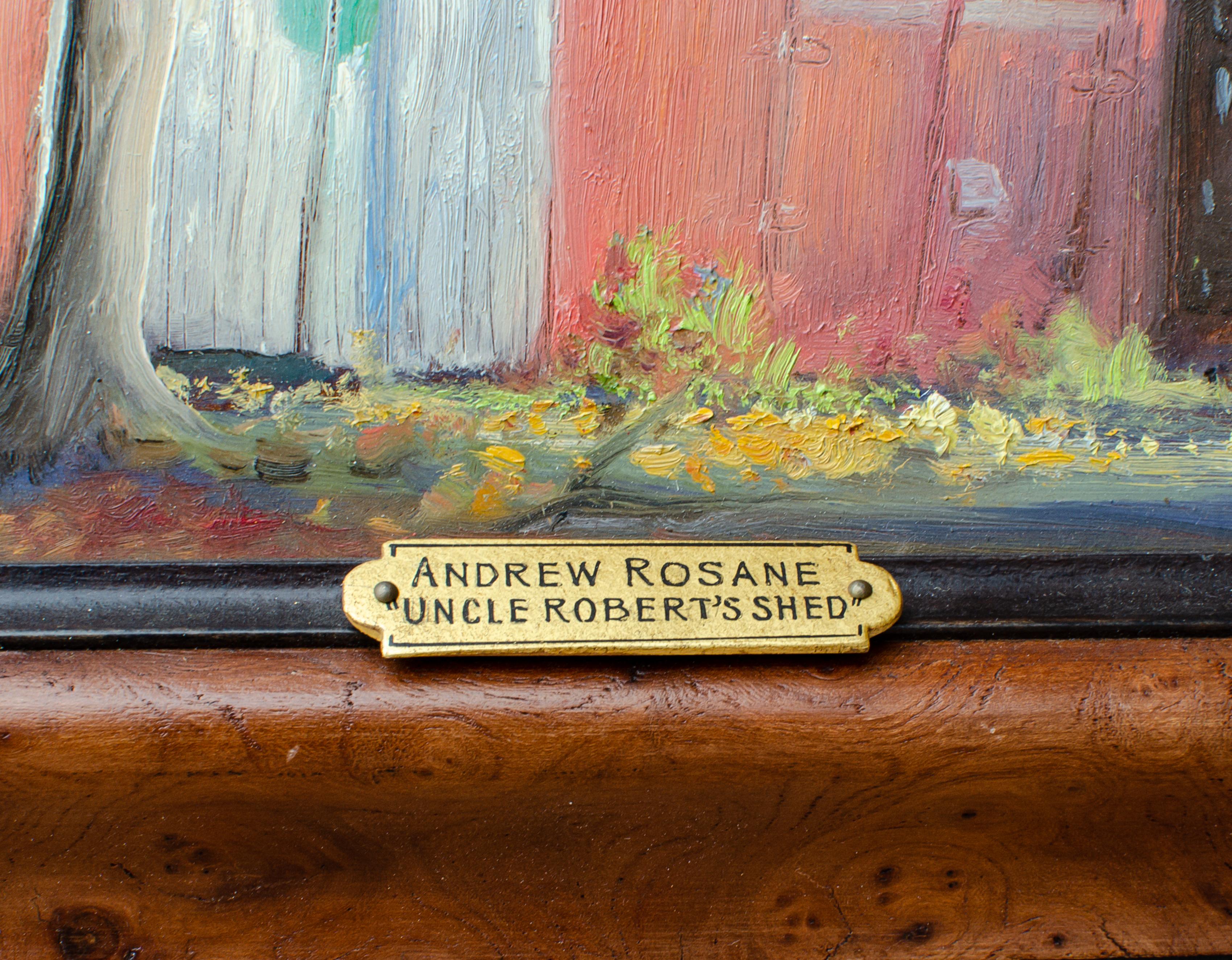 Schönes impressionistisches Gemälde „Uncle Robert's Shed“ von Andrew Rosane im Angebot 3