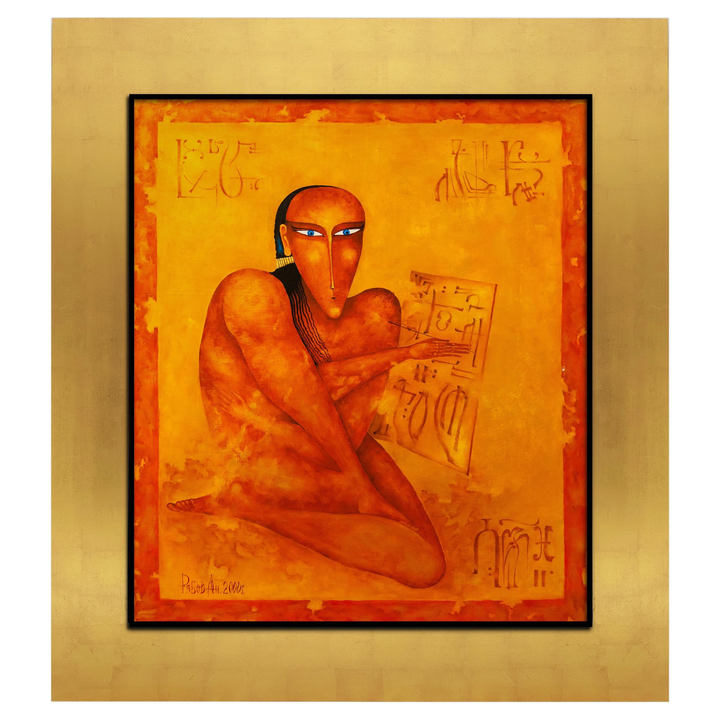 Óleo sobre lienzo Pintura contemporánea "Mirada desde la eternidad" en  Marco de oro 2000