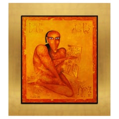 Óleo sobre lienzo Pintura contemporánea "Mirada desde la eternidad" en  Marco de oro 2000