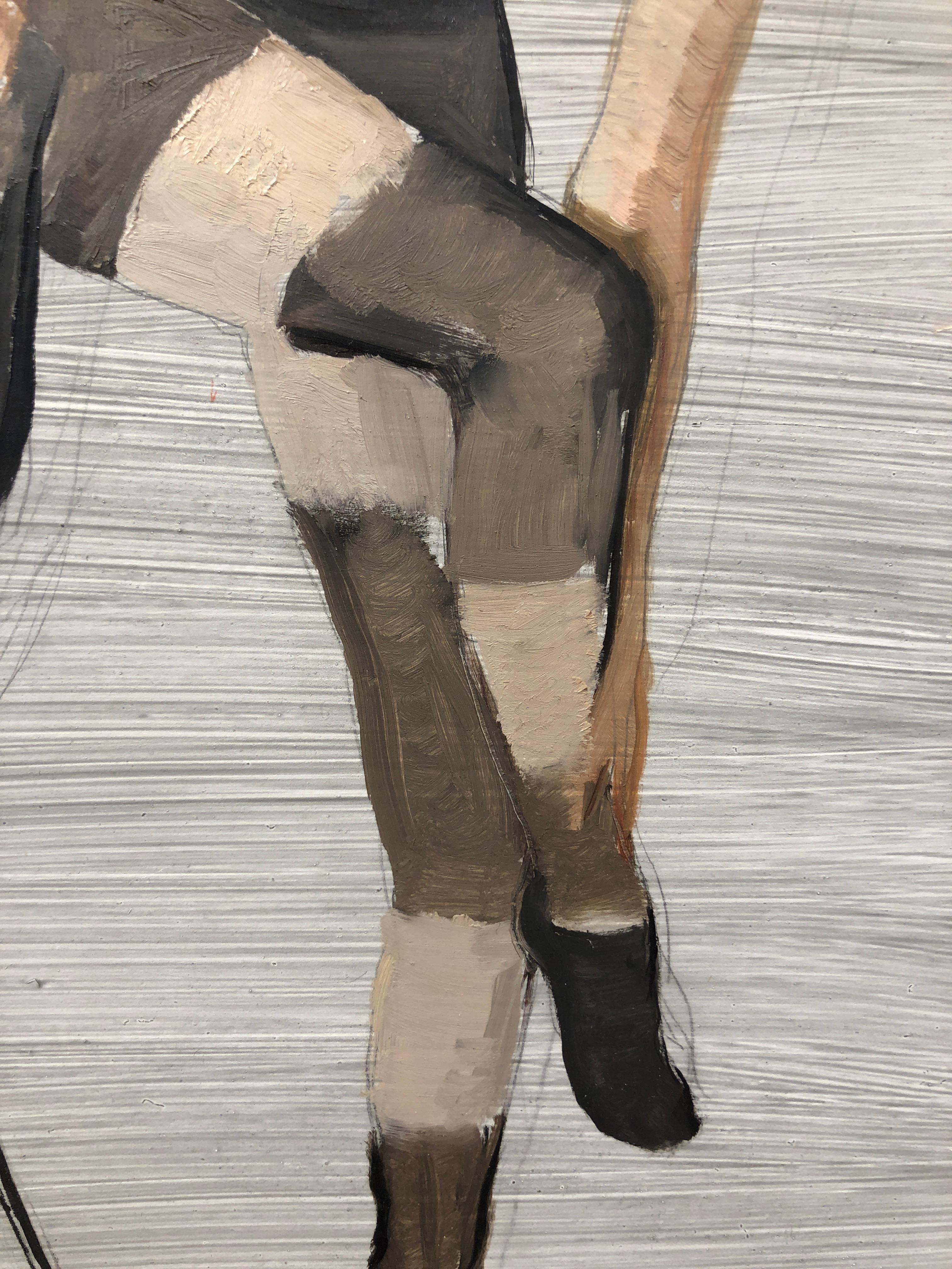 Courtney Standing on One Foot, (study for Motion Capture 6) - Original Oil Paint For Sale 2