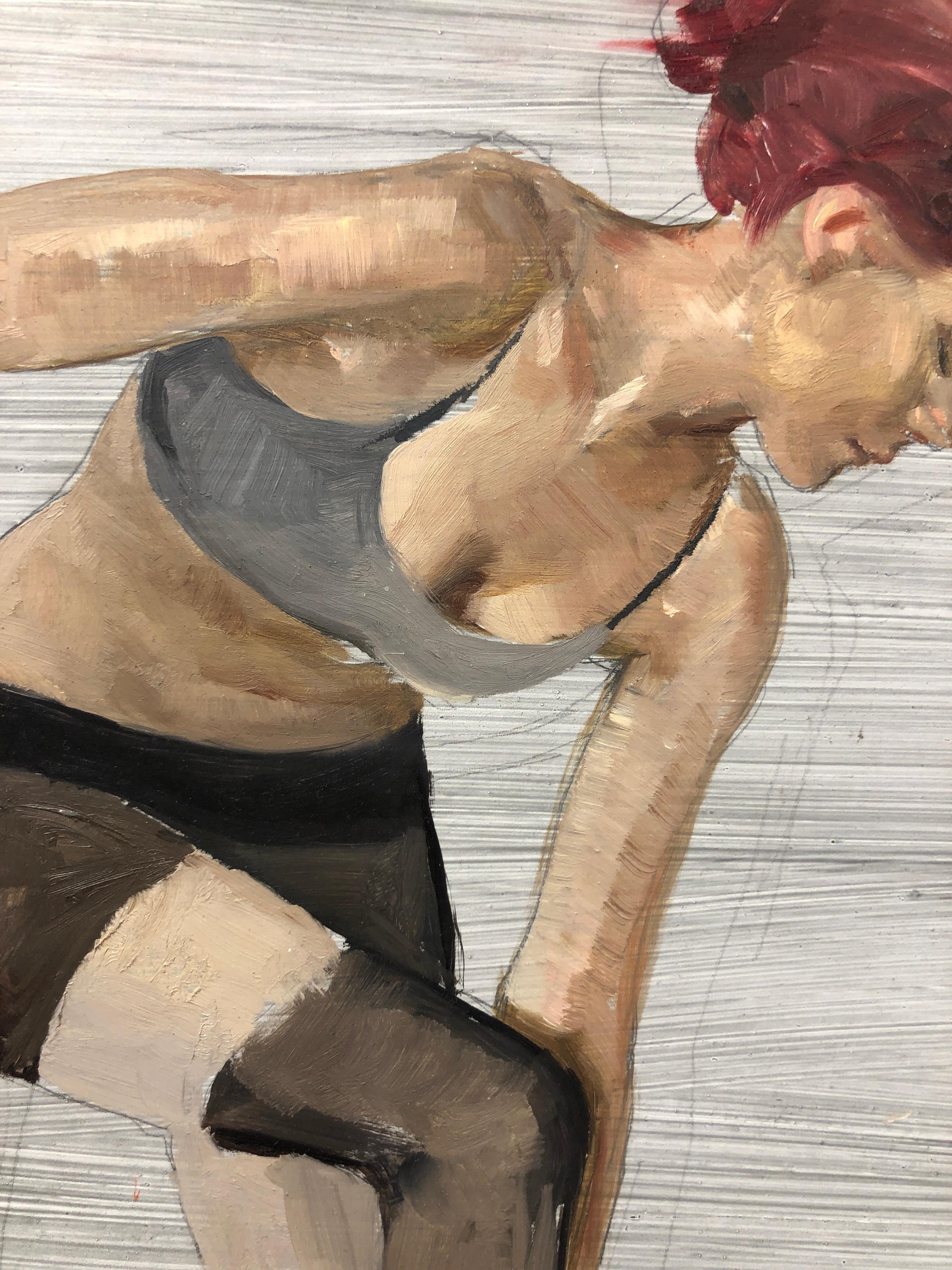 Courtney Standing on One Foot, (study for Motion Capture 6) - Original Oil Paint For Sale 1