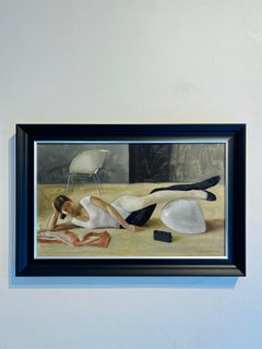 Katherine Reclining with iMac - original female realist still life portraiture