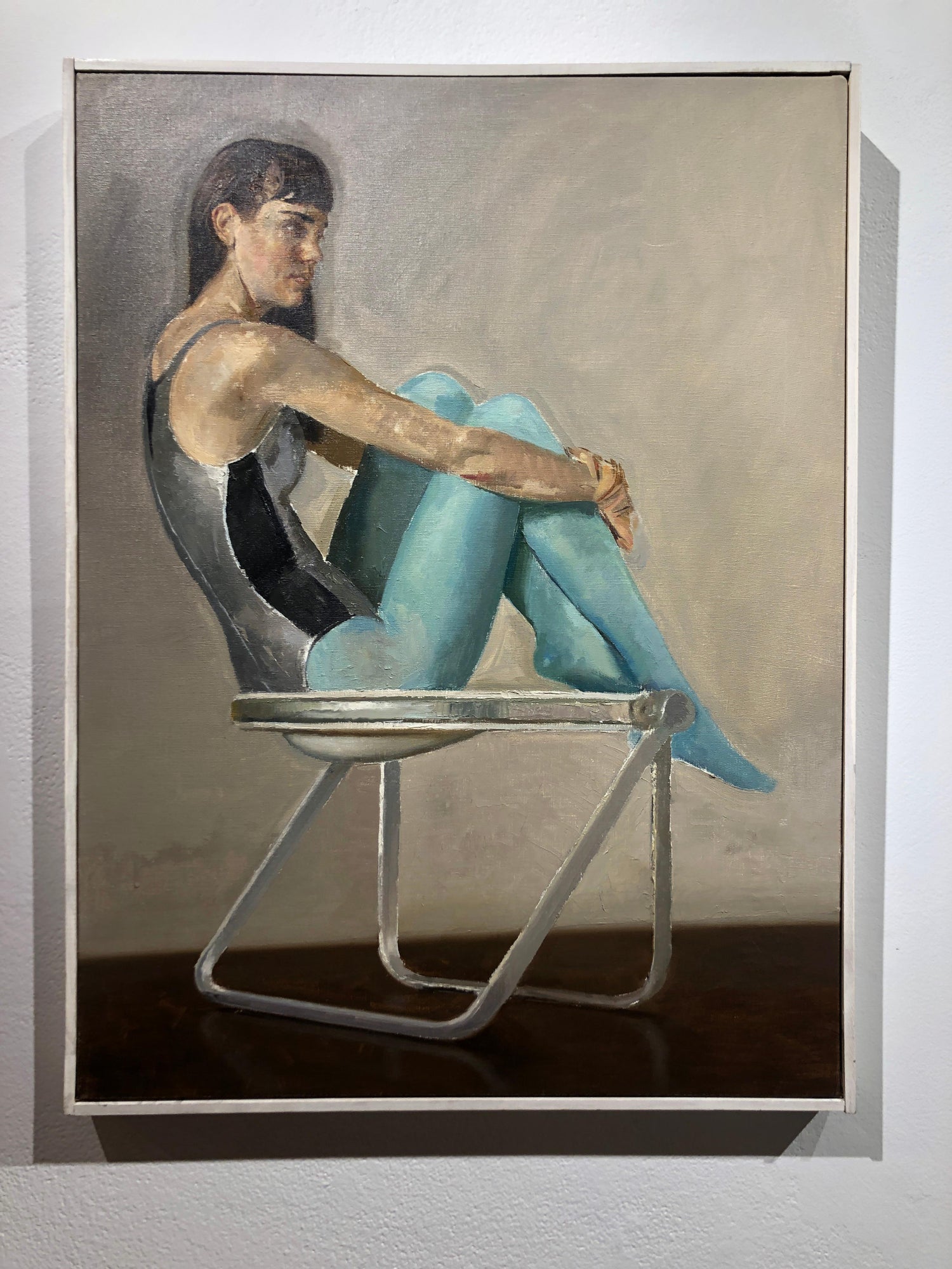 Andrew S Conklin Lily In Blue Tights On Pluff Chair Oil
