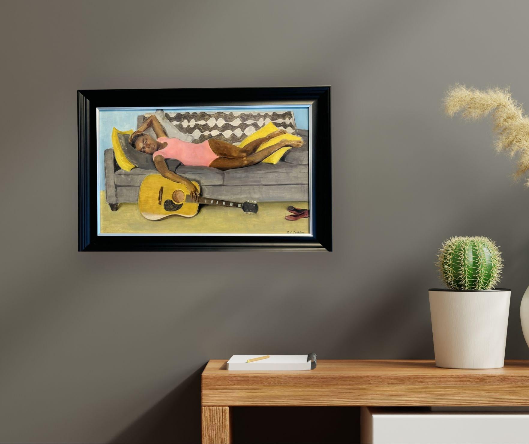 Dieses außergewöhnliche Kunstwerk ist derzeit in der Signet Contemporary Art Gallery und online ausgestellt und zu verkaufen.

Der zeitgenössische figurative Maler Andrew S. Conklin entwirft eine Komposition aus Porträt und einem Stillleben in einer