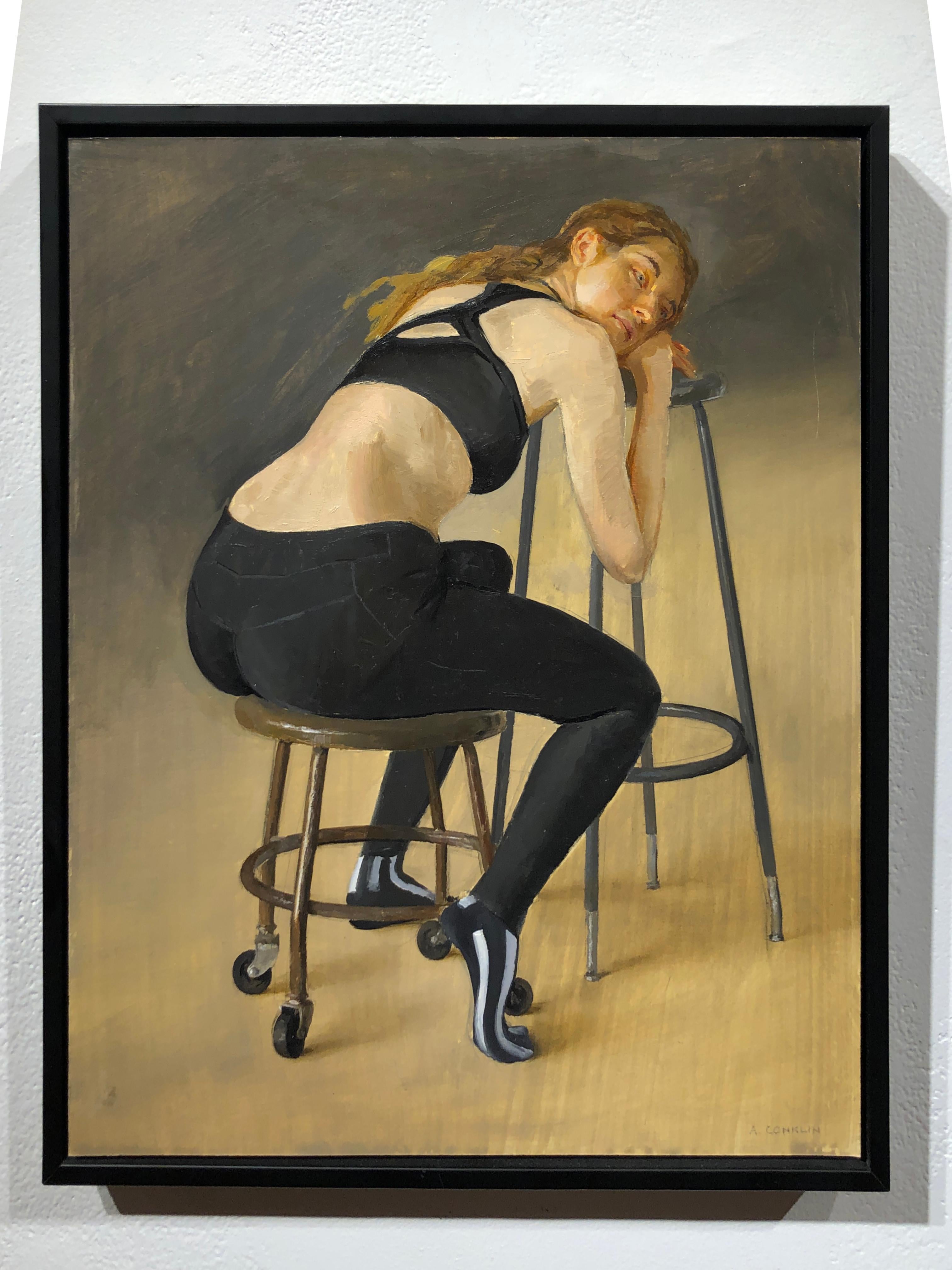 Athlète assis, tourné vers la droite - Painting de Andrew S. Conklin